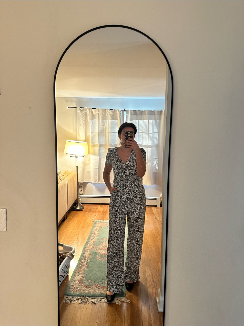Sezane Black and White Floral Jumpsuit size 36/2